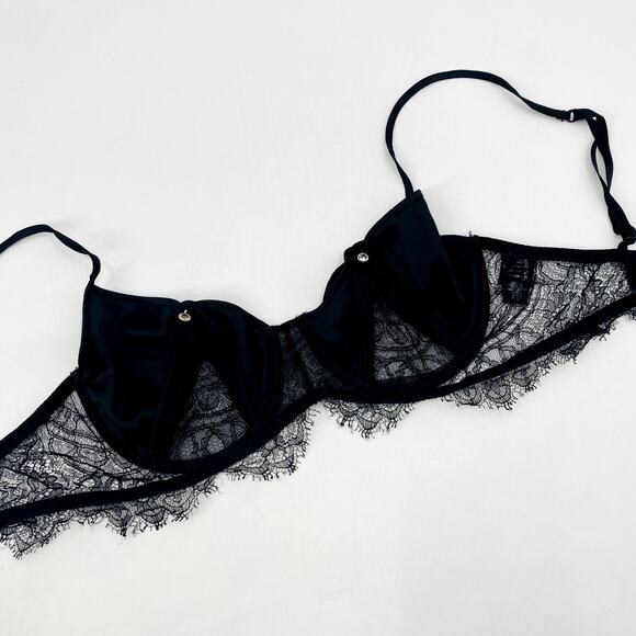 LA PERLA Black Label Satin & Lace Unlined Bra